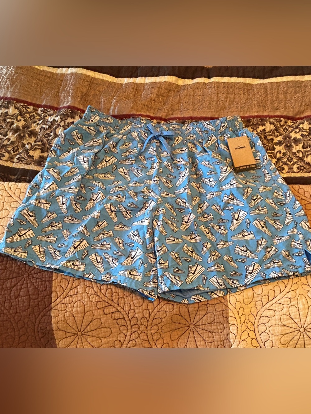 Nike Swim Move to Zero Sneaker Print Swim Trunks Men’s XL Blue Mesh Lined NWT